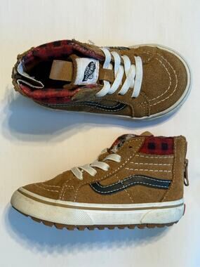 Vans Toddler Sk8-Hi Zip MTE-1 Plaid Brown Suede Winter Boots Size 6 (little kid)